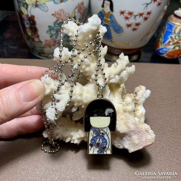 Vintage kokeshi doll necklace kyoka original kimmidoll jewelry japan mini geisha baby geisha doll