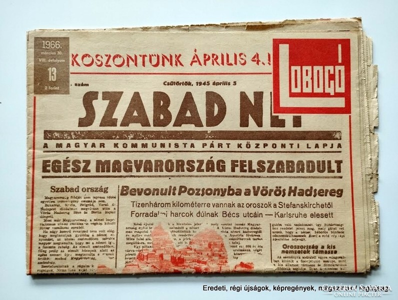 1966 március 30  /  LOBOGÓ  /  Eredeti, régi ÚJSÁG  Ssz.:  26861