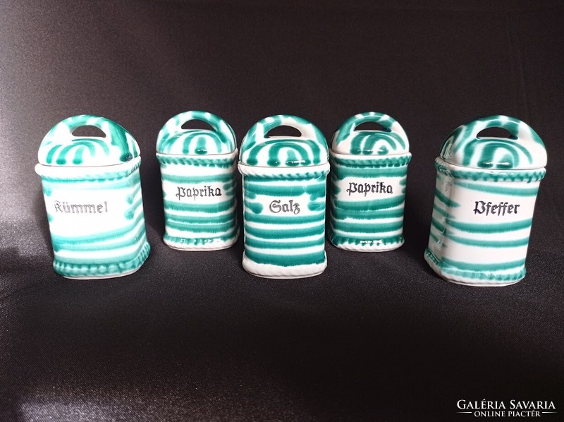 Gmundner striped ceramic spice holders 5 pcs