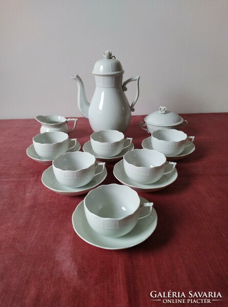 White Herend porcelain tea set for 6 people