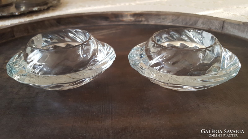 Holmegaard crystal glass candle holder, 2 in a box.