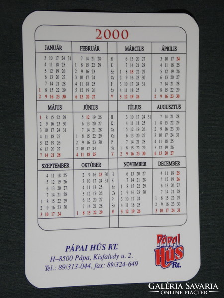 Card calendar, pápa hús rt., Meat processing company, 2000, (6)