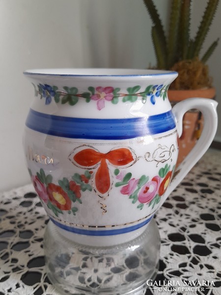 Antique floral cup with 