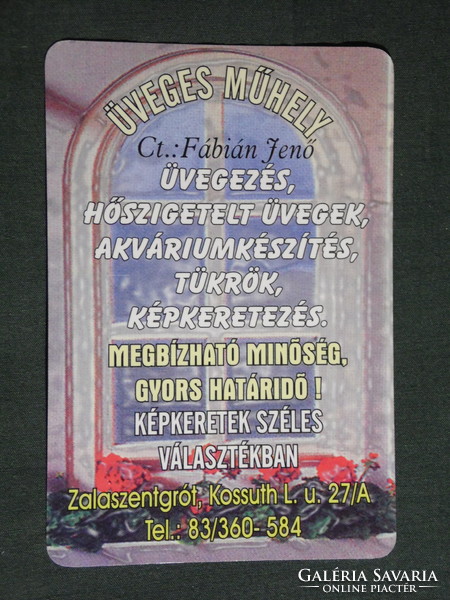 Kártyanaptár, Fábián Jenő üveges képkeretező műhely, Zalaszentgrót, grafikai rajzos, 2000, (6)