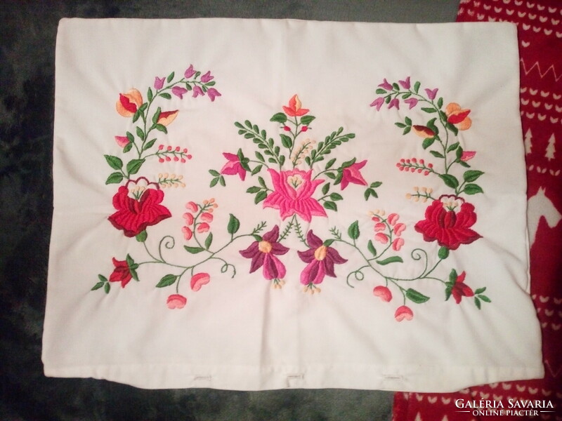 Antique embroidered tablecloth + embroidered pillowcase.