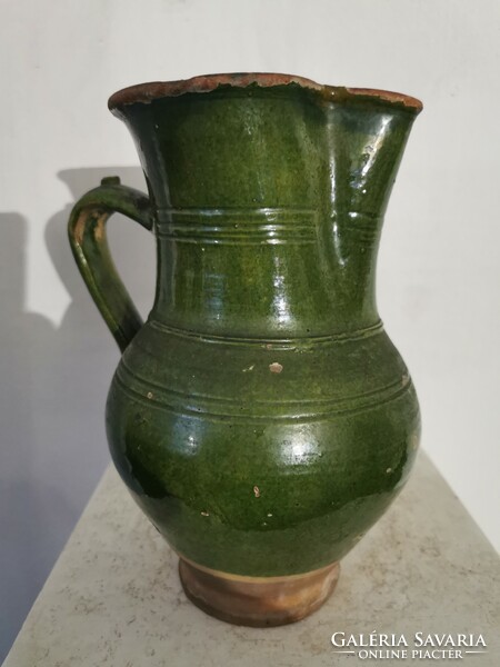 Green folk jug