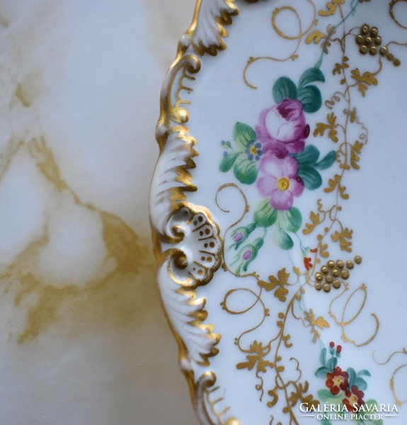 Antique elbogen biedermeier gilt plate with flower pattern