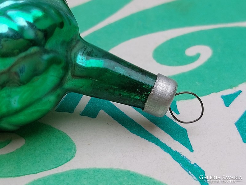 Old glass Christmas tree ornament green walnut glass ornament