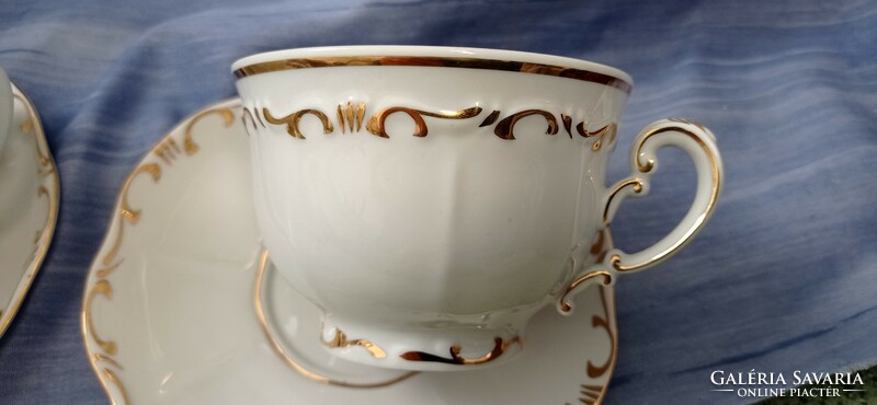 2 Rare, special, elegant, Zsolnay, tea cup, gold stafir baroque. Showcase.