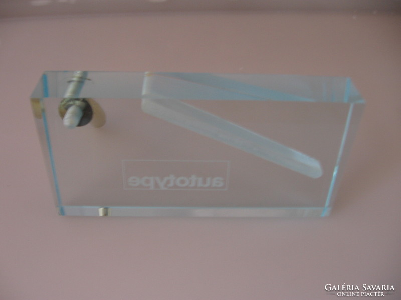 Pale blue artificial crystal pen and business card, photo holder autotype