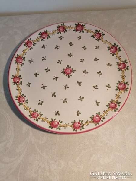 Hand painted rose wall plate, marked.