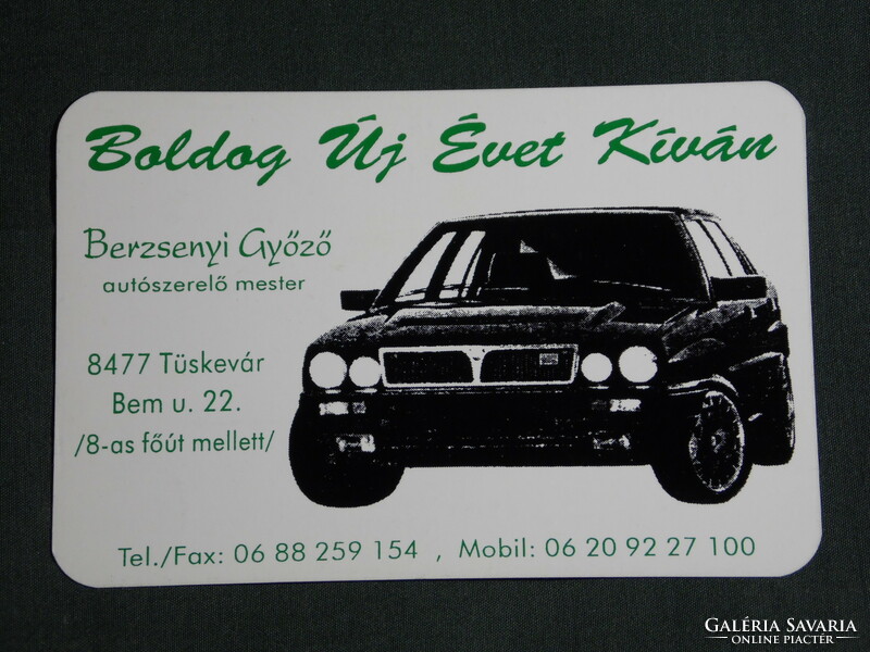 Card calendar, Kisipari, Berzsényi winning master car mechanic, Tüskévár, Lancia car, 2000, (6)