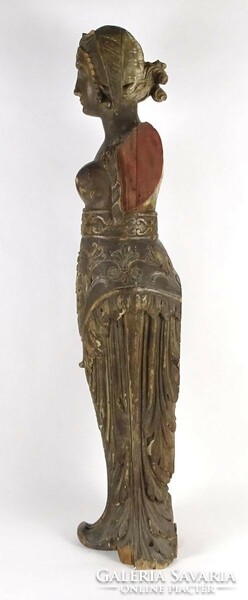 1Q275 antique huge carved ornate female half-naked torso statue, 17th-18th century