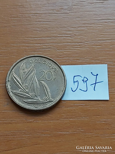 Belgium belgique 20 francs 1981 i. King Baudouin, nickel-bronze 597