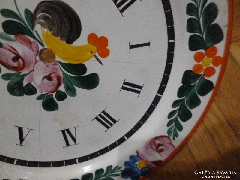 Régi porcelán fajansz festett fali tányér óra szerkezet nélkül