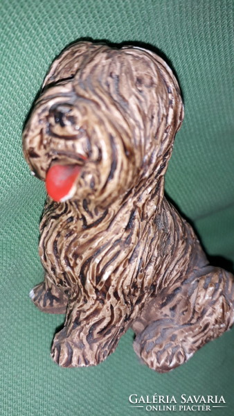 Antique tiny ceramic Hungarian puli / komondor toy dog figure very rare according to the pictures