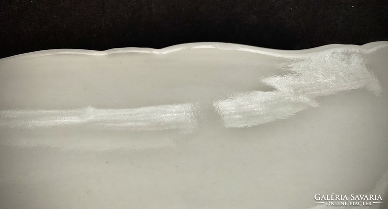 Zsolnay antik szögletes kínáló tál szürke peremű