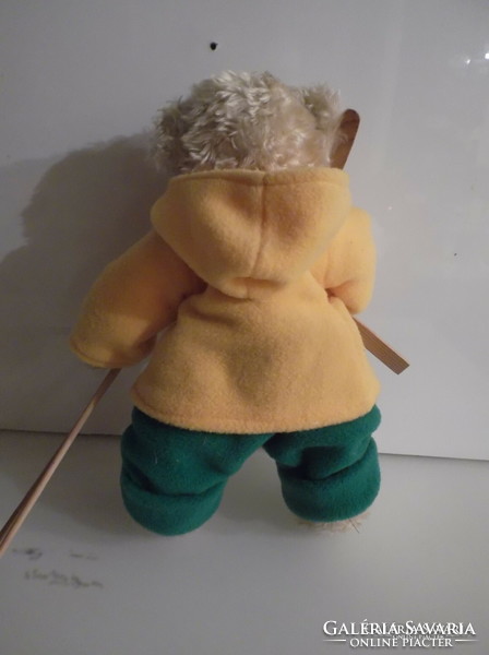 Teddy bear - 35 cm - wooden - with skis - sticks - plush - brand new - exclusive - German - flawless