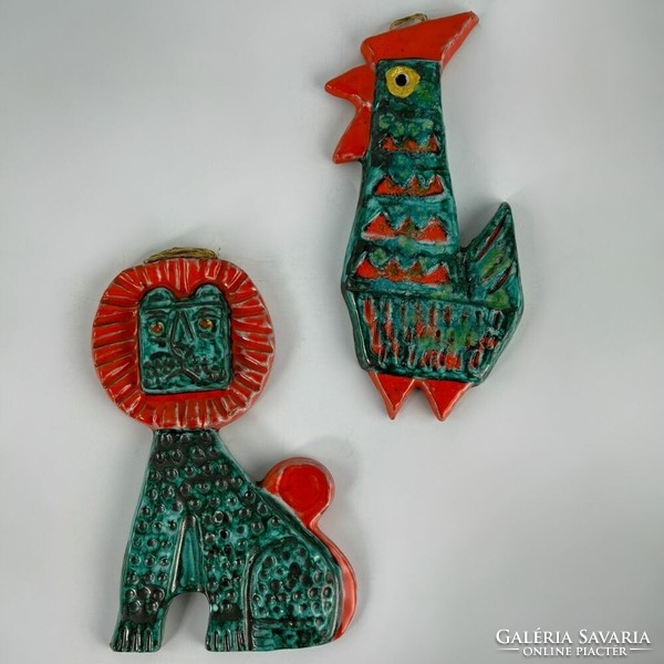 Gardener's colorful retro ceramic rooster