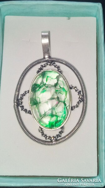 Unique Handmade Chrome Diopside Raw Gemstone 925 Silver Pendant Large New
