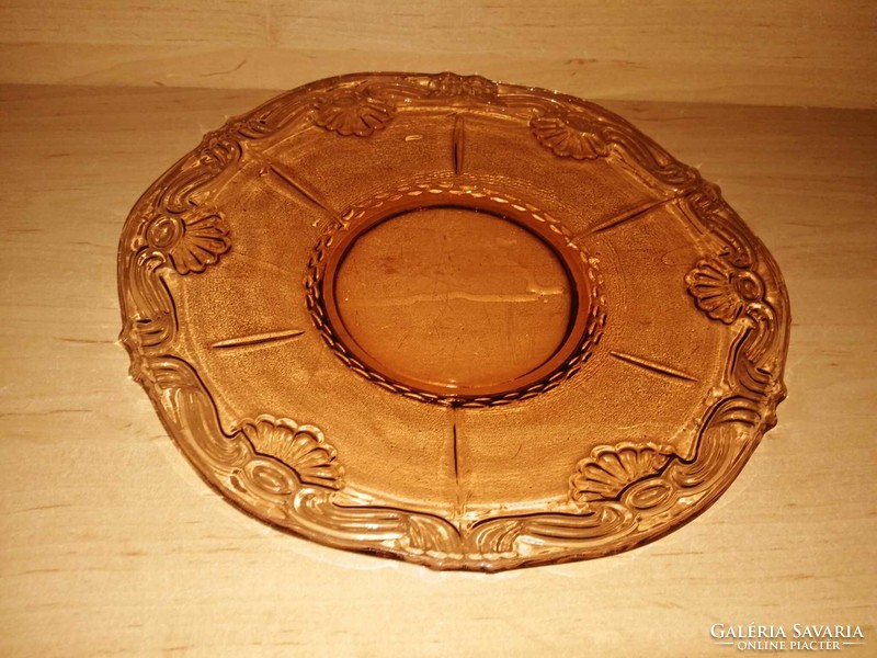 Antique amber colored glass serving bowl - dia. 28 cm (6p)