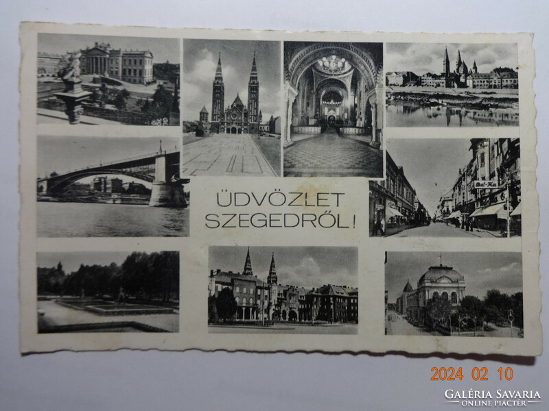 Régi képeslap: Szeged, részletek (1942)