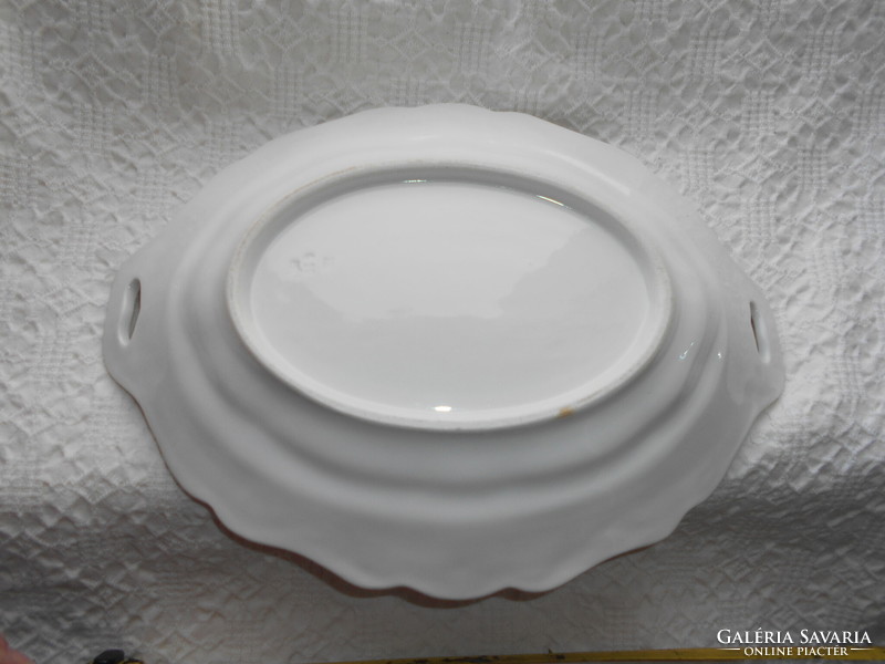 Antik  tradicionális darab - porcelán füles pecsenyés tál  31,5 cm X 23,5 cm