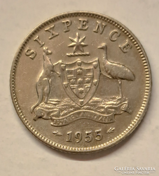Australia ii. Elizabeth 500 silver 6 pence 1955 (h/1)