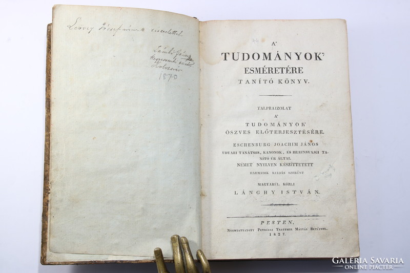 1827- A' tudományok' esméretére tanító könyv -Lánghy István - Szép példány