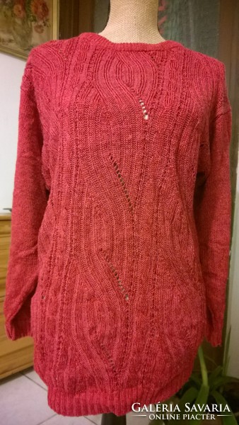 Ruby red women's sweater with a great pattern from m