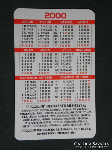 Card calendar, decolor clothing dyeing workshops, Kőszeg, Pécs, Tata, Pápa, Sumeg, Makó, Ajka, 2000, (6)