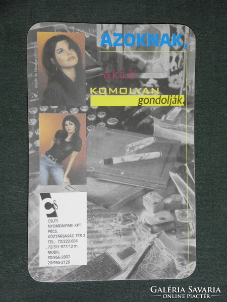 Card calendar, csuti printing industry ltd., Pécs, erotic female model, 2000, (6)
