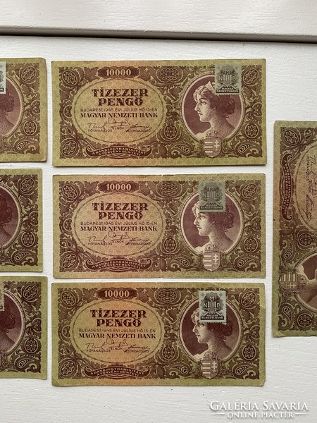 7 Pieces ten thousand pengő 10000 pengő ten thousand 1945 dezma stamp