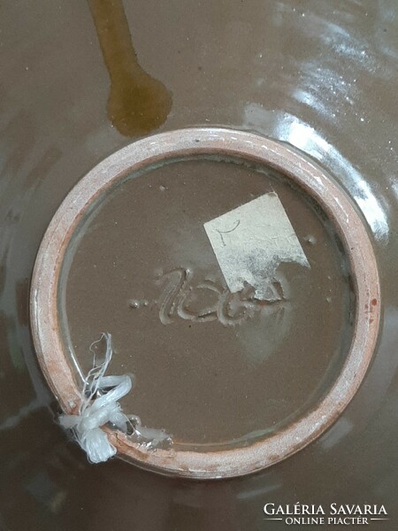 Retro applied art ceramic plate, marked 27.5 cm in diameter