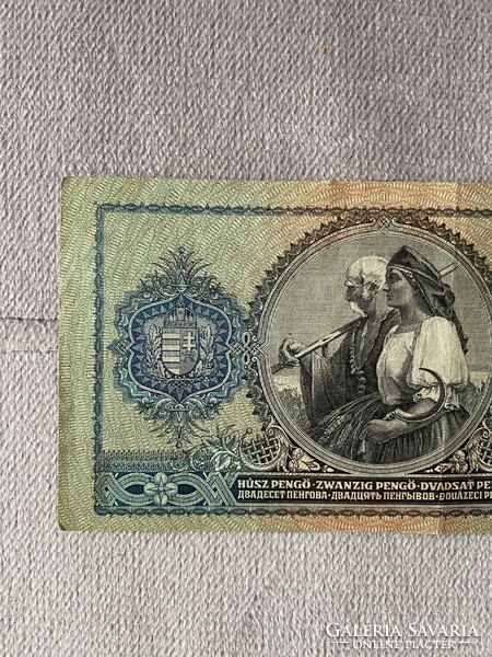 1 db húsz pengő 20 pengő  húszpengő 1941 Gyönyörű hibátlan állapotú ropogós nyomdahibás