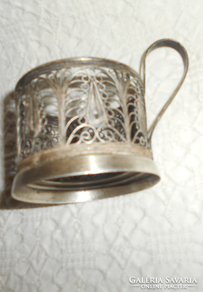 Antique marked Russian cup holder - filigree technique