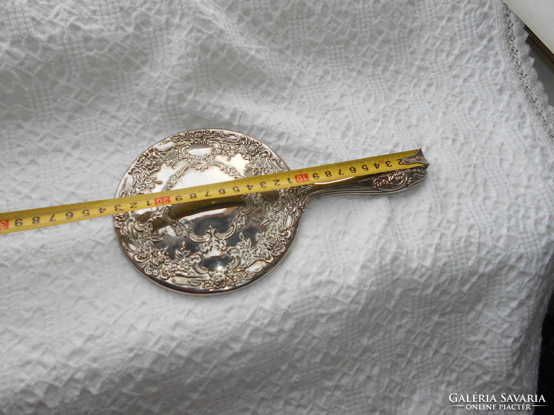 Hand mirror beautifully decorated with metal frame - heavy, beautiful piece