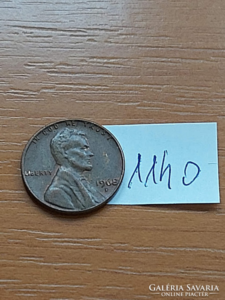 Usa 1 cent 1968 d, abraham lincoln, copper-zinc 1140
