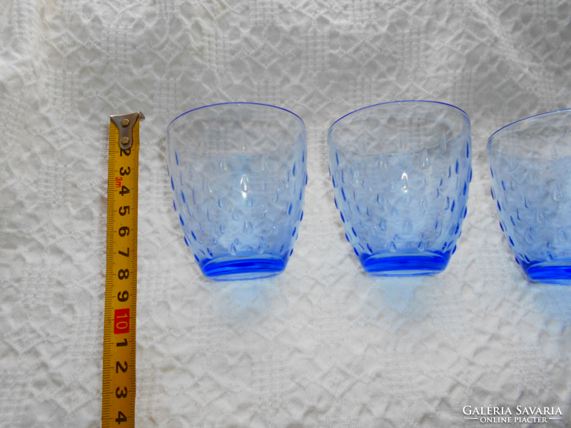 4 db retro kék színű üveg pohár