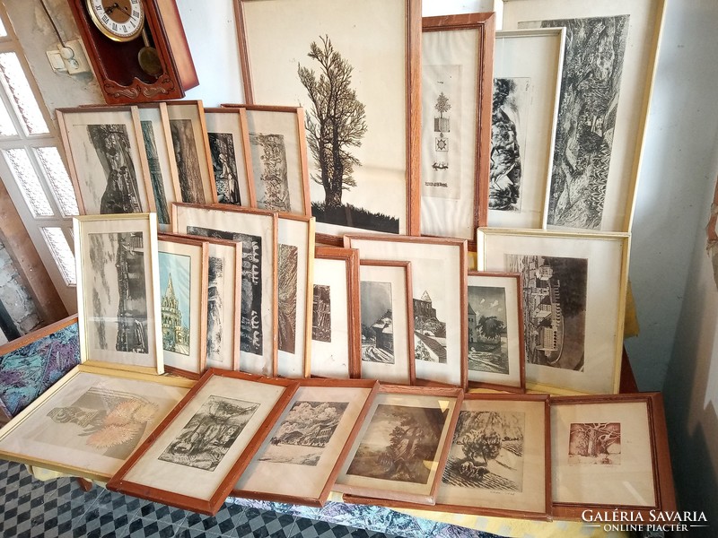 Magyar művészek szignózott sorszámozott rézkarc gyűjtemény örökségből 25 db egyben
