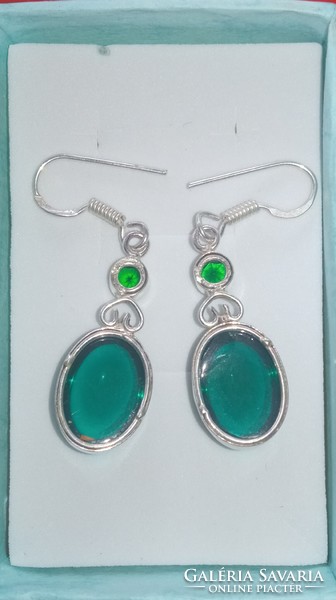 Rare unique peridot and aquamarine stone earrings 925 silver new
