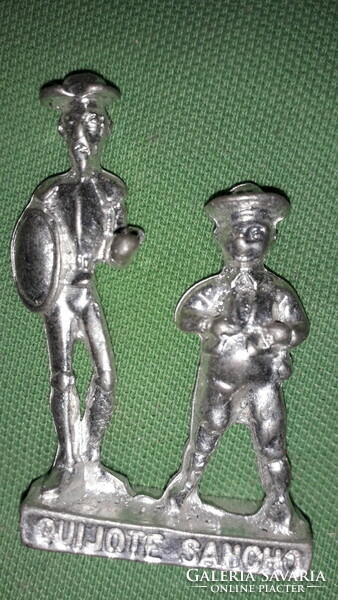 Régi ezüstözött ón miniatúra szoborpár Don Quijote és Sancho Panza 8cm a képek szerint KASZTÍLIA