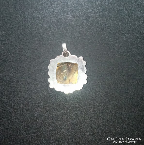 Rare labradorite raw gemstone 925 silver pendant new