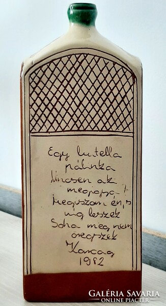 Karcagi butella, water bottle 26 cm high with inscription on the back from 1982