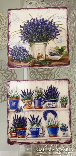4 Pcs ceramic tile image - lavender pattern coaster 9 cm