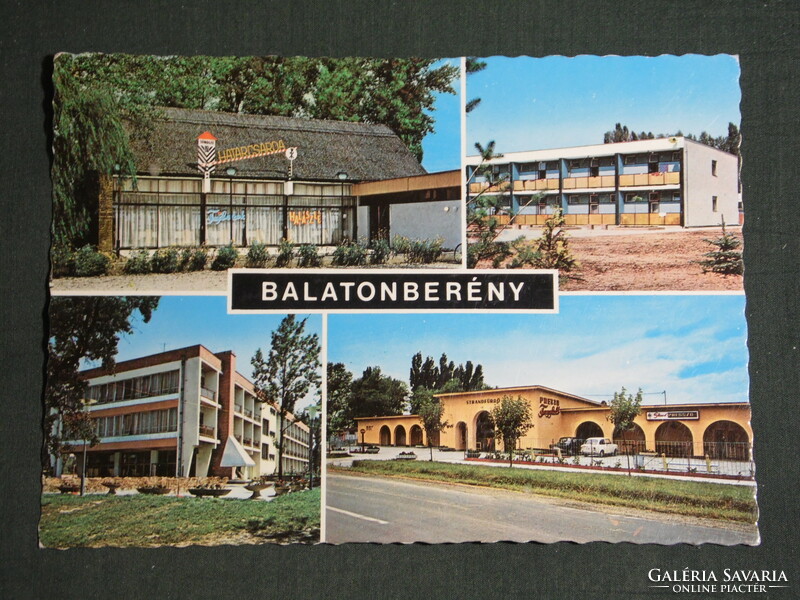 Képeslap, Balatonberény, mozaik részletek,üdülő,szálló,strand fürdő,határcsárda étterem