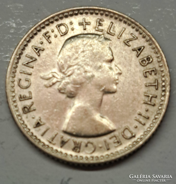 Ausztrália II. Erzsébet 500 ezüst 6 Pence 1958. (H/10)