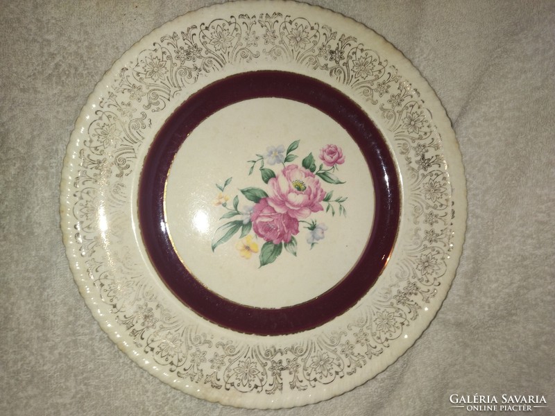 Antik kézzel festett British Empire ware Rose Point 22K arany lapos tányér