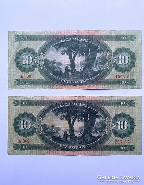 2 Pieces ten forints 10 forints 1962 series a062 a660