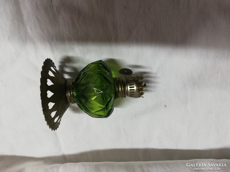 Green glass mini kerosene lamp